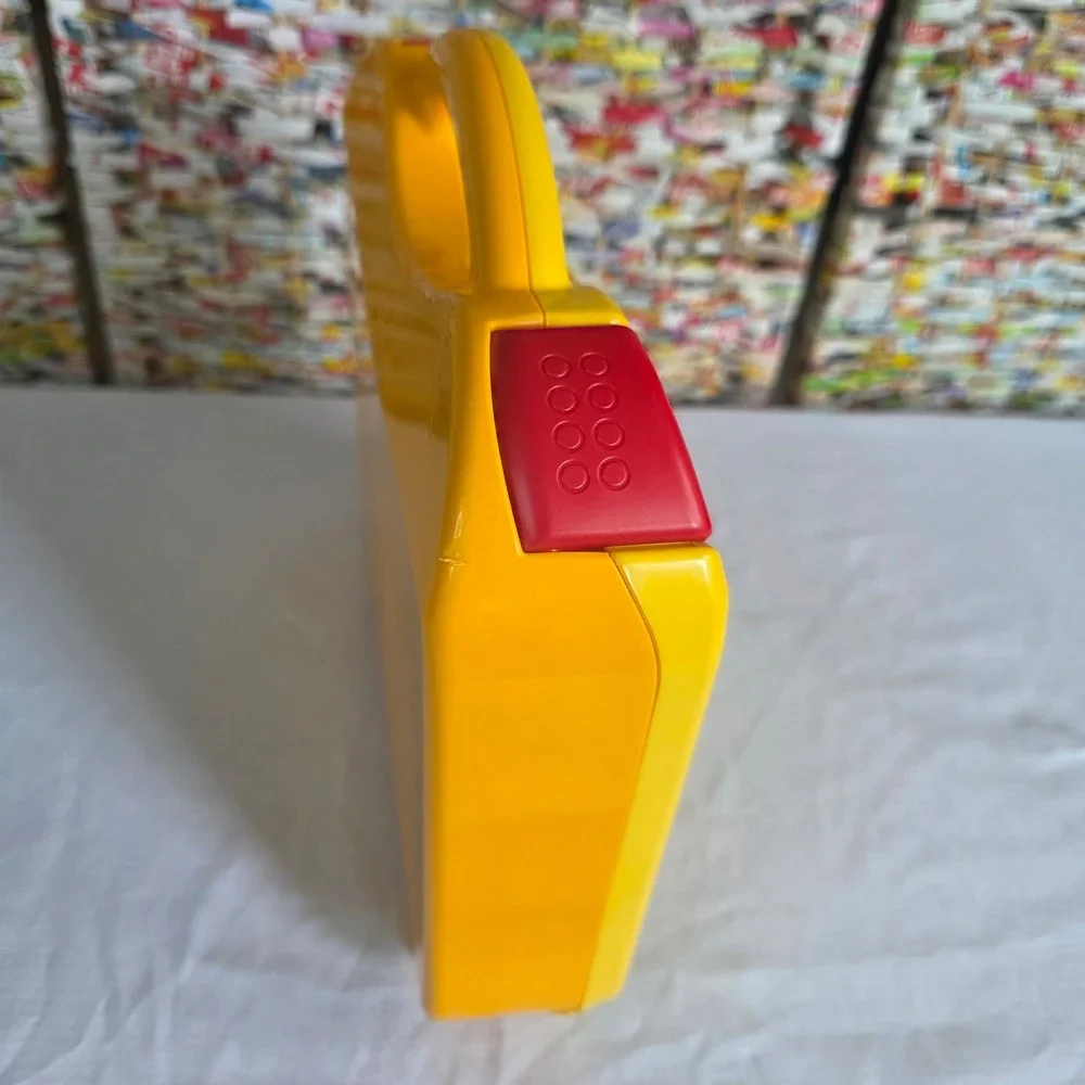 LEGO Yellow Plastic Storage Carrying Case Organizer with Red Latches Handle